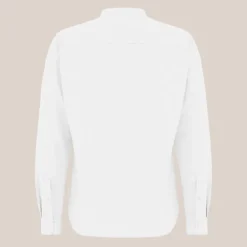 Band Collar Cotton / Linen Shirt - White