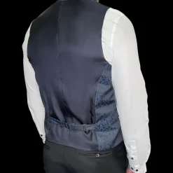 Baroque Pattern Modern Fit Ceremony Vest - Navy