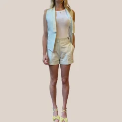 Broken Lines Stretch Cotton Shorts - Off-White