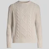 Cable Knit Crew Neck Sweater - Beige