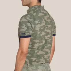 Camo Palm Trees Print Pique Polo - Army