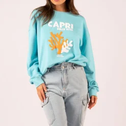 Capri Dolce Vita Sweatshirt - Cyan