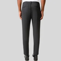 Chalk Pinstripe Drawstring Waist Pants - Charcoal