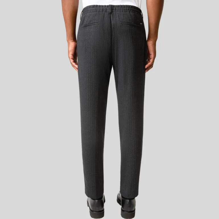 Chalk Pinstripe Drawstring Waist Pants - Charcoal