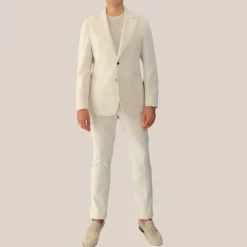 Corduroy Patch Pocket Peak Lapel Blazer - Cream