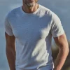 Crew Neck Ribbed Knit Tee - Grey