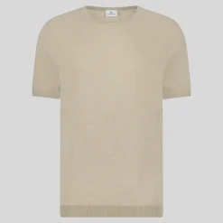 Crew Neck Ribbed Knit Tee - Sand