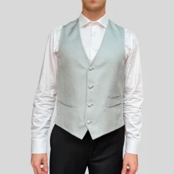 Diamond Pattern Slim Fit Ceremony Vest - Mint