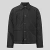 Diamond Quilted Patch Pocket Jacket - Black