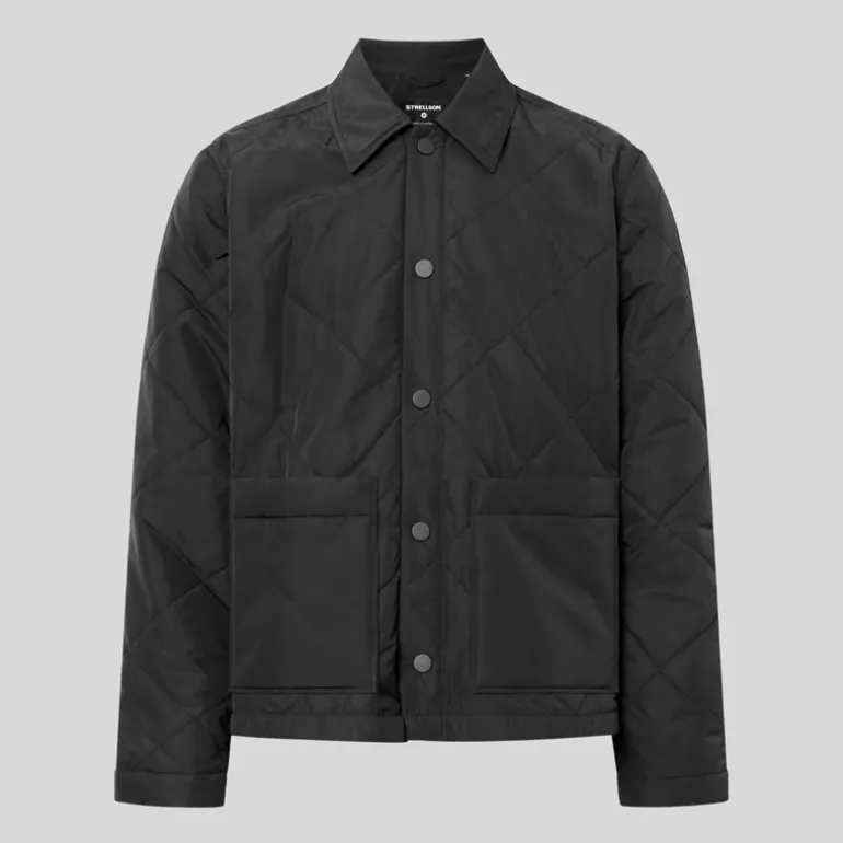 Diamond Quilted Patch Pocket Jacket - Black