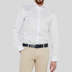 Diamond Texture Spread Collar Shirt - White