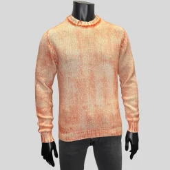 Dirty Wool / Cashmere Crew Sweater - White/Orange