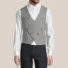 Double Breasted Linen Waistcoat - Grey