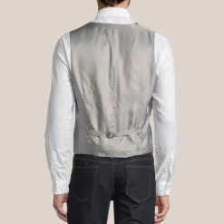 Double Breasted Linen Waistcoat - Grey