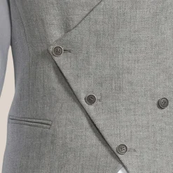 Double Breasted Linen Waistcoat - Grey