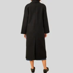 Double Breasted Long Coat - Black