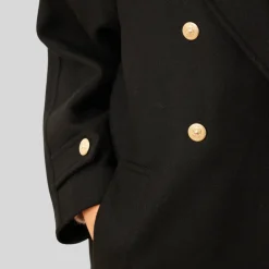 Double Breasted Long Coat - Black