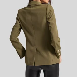 Double Button Crepe Blazer - Olive