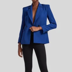 Double Button Crepe Blazer - Navy