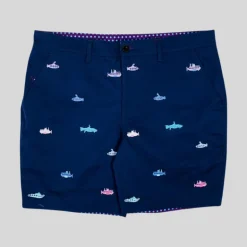 Embroidered Subs Twill Shorts - Navy