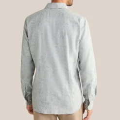 Faded Floral Print Flannel Shirt - Grey