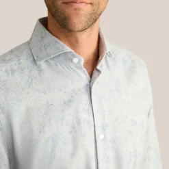 Faded Floral Print Flannel Shirt - Grey
