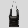 Faux Leather Puffer Tote - Black
