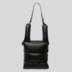 Faux Leather Puffer Tote - Black