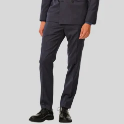 Flannel Stretch Wool Trousers - Navy