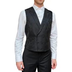 Flowing Floral Jacquard Vest - Charcoal