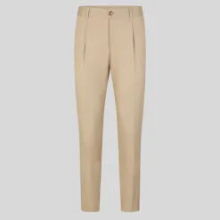 Front Pleat Cotton Linen Pants - Beige