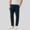 Front Pleat Melange Cuffed Pants - Navy