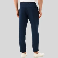 Front Pleat Melange Cuffed Pants - Navy