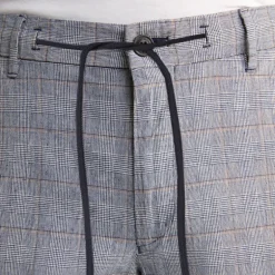 Glen Check Drawstring Chinos - Grey