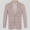 Glen Plaid Woven Blazer - Coral