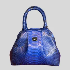 Handbag in Python Leather - Blue
