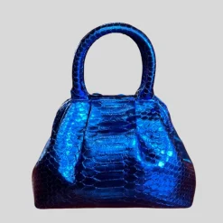 Handbag in Python Leather - Navy