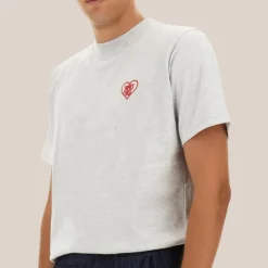 Heart Embroidered Logo Crew T-Shirt - White
