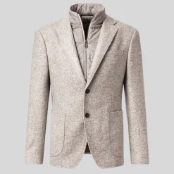 Herringbone Patch Pocket Inlay Blazer - Beige