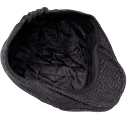 Herringbone Tweed Flat Cap - Charcoal