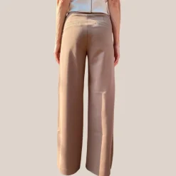 High Waist Wide Leg Stretch Pant - Tan