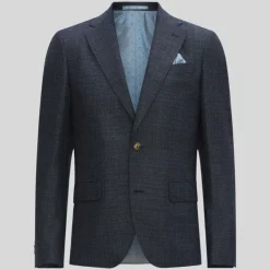 Hopsack Italian Wool Blazer - Navy