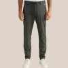 Houndstooth Check Drawstring Chinos - Black