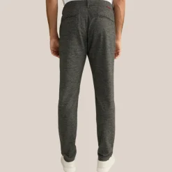 Houndstooth Check Drawstring Chinos - Black