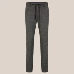 Houndstooth Check Drawstring Chinos - Black