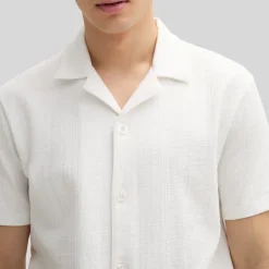 Jersey Cuban Collar Shirt - Off-White