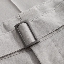 Linen Blend Wide Leg Pants - Light Grey