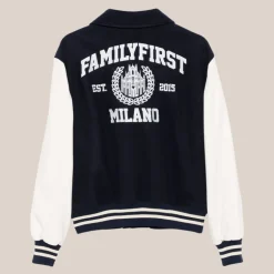Logo Embroidered Varsity Jacket - Navy