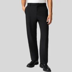 Loose Fit Wide Leg Wool Pants - Black