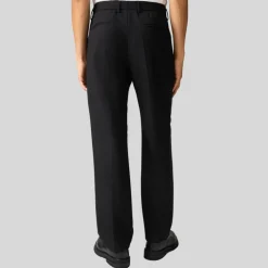 Loose Fit Wide Leg Wool Pants - Black